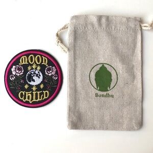 Moon Child Patch Pink Black Bohemian Cloth Patch